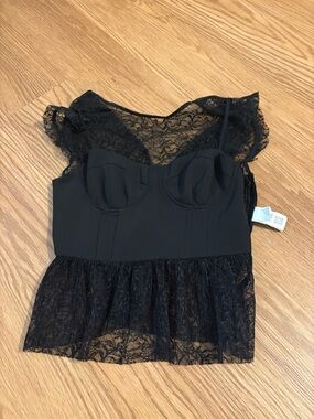 Zara Black Lace Bustier Crop Top